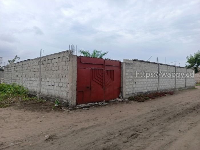 Parcelle vide clôturée avec portail après kinkole