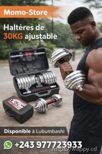 Kit d’Haltères Ajustable 30KG – La Puissance à Dom