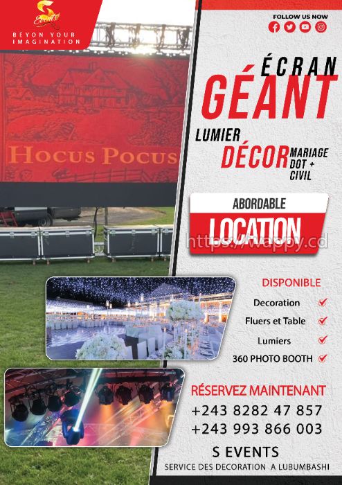 Locations des Décors et Écran Géant